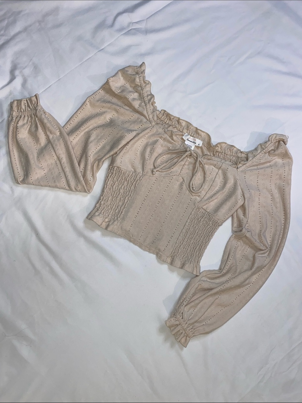 URBAN Romantics Cream Eyelet Ruffled Crop Top